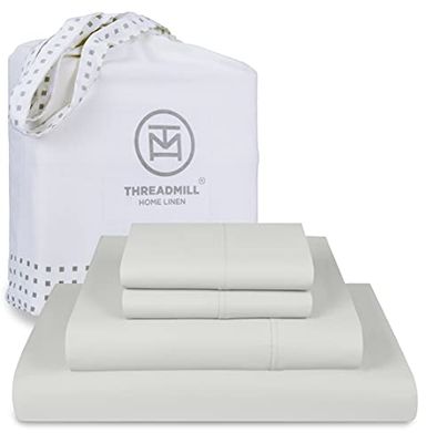 Threadmill Luxuriöse Supima-Baumwoll-Bettlaken, Luxury Fadenzahl 1200, Weiche 100% Baumwolle, für Queen-Size-Bett, 5-Sterne-Hotelqualität, tiefe Tasche