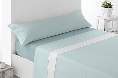 Miracle Home. Brias Bed Sheet Set, 3-Piece Set, Fitted Sheet, Flat Sheet and Pillowcase, Anti-Peeling, 50% Cotton, 50% Brushed Microfibre, Green, 90 x 200 cm, 90 cm Bed