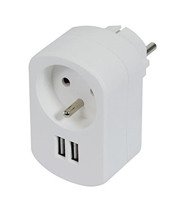 Gefotech 25415 stopcontact 16 A + aarding + 2 USB-opladers, 2 A, zwart