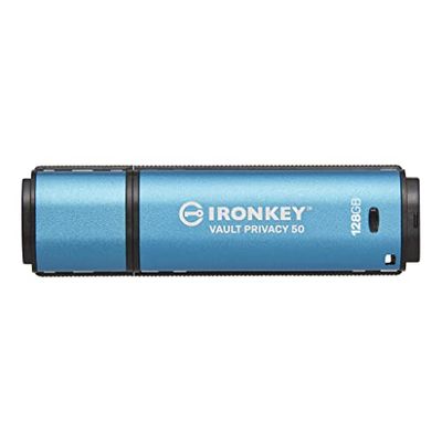 Kingston IronKey Vault Privacy 50 Unidad USB con certificación FIPS 197 y cifrado XTS-AES de 256 bits para la protección de datos - IKVP50/128GB