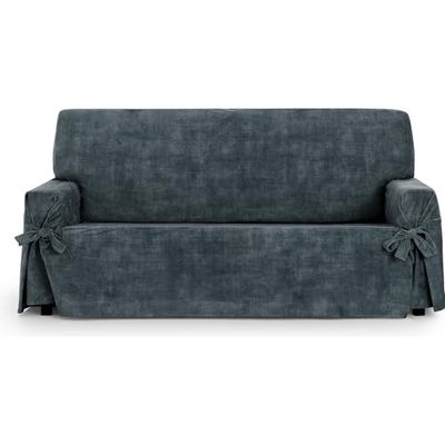 ECOMMERC3 | Funda de Sofá 2 Plazas de Tejido Velvet No Elástico – Funda Sofá Color Gris Antracita Suave al Tacto con Acabado Antimanchas y Ajuste con Lazos Decorativos