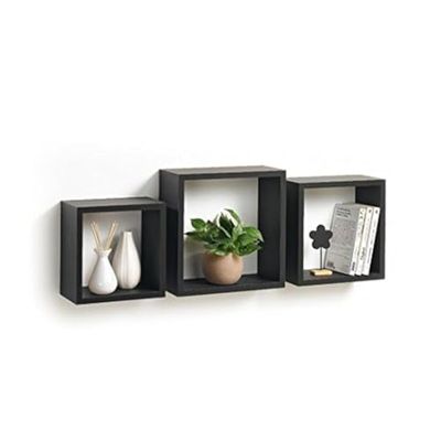 Modul'Home 6RAN789NR Cube förvaringsutrymme panel/MDF svart 3 storlekar 23 cm/26,5 cm/30 cm