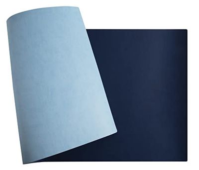 Exacompta - Ref 29164E - 1 hemmakontor mjuk skrivbordsunderlägg - i tvåfärgat konstläder (polyuretan) - mjuk och tålig, skrivbordsskydd, musmatta - 43x90 cm - navy/sky - levereras rullad