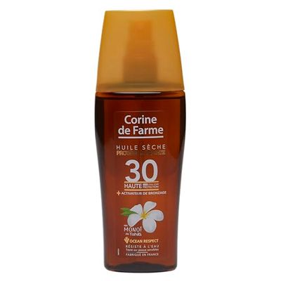 Corine de Farme - Aceite Seco Protector SPF30 - Protección Solar UVA UVB - Bronceado Radiante - Monoi de Tahití - Clean Beauty - Fabricación Francesa - 150 ml