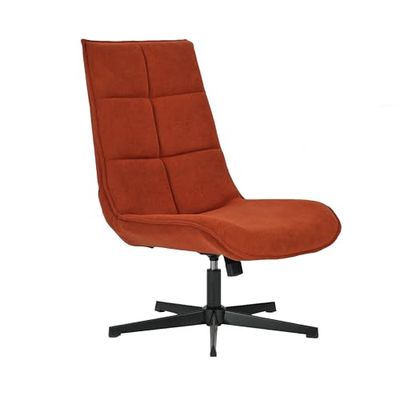 39F FURNITURE DREAM Nowoczesny fotel obrotowy z siedziskiem z tkaniny z funkcją rozkładania i metalową podstawą, czerwony pomarańczowy, 63,5 x 85 x 93 cm