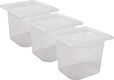 San Jamar MP16RD Mod Pans 1/6 Food Pan with Lid, Retail Pack, 2 quart (Pack of 3)