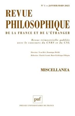 Revue philosophique 2023, t. 148(1): Varia