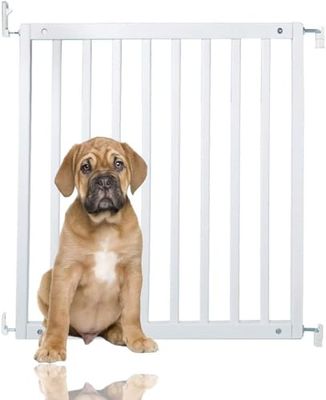 Bettacare Simply Secure Wooden Screw Fit Gate, 72cm - 79cm, White, Wooden Dog Gate Gate, Screw Fit Pet Stair Gate, Puppy Gate, Stylish and Practical Safety Barrier
