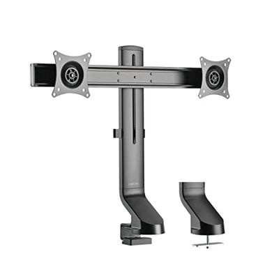 LogiLink BP0160 - Dubbele tafel-monitorhouder, 2-voudig van aluminium voor platte en gebogen monitoren (17-27 inch)