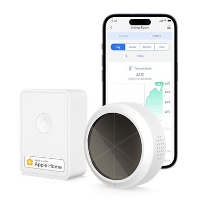 Meross WLAN Hygrometer Thermometer Indoor, inclusief een Meross Hub, slimme temperatuur- en vochtigheidssensor met app-melding, compatibel met Apple HomeKit, Alexa, Google Home, SmartThings