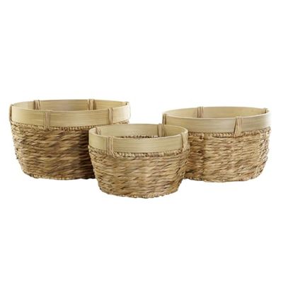 CESTA SET 3 JUNCO BAMBU 40X40X23 NATURAL MARRON