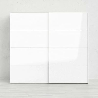 Dmora - Guardaroba 2 ante Damienne, Mobile camera da letto, Cabina armadio portabiti, Armadio appendiabiti, 243x61 h220 cm, Bianco lucido
