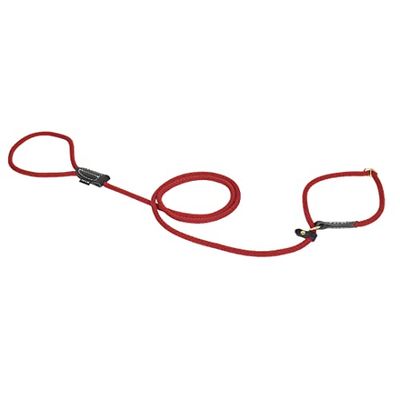 duvoplus, Guinzaglio educativo/da addestramento in nylon solido e morbido con finitura in pelle gamma EXPLOR Forest, misura 170 cm/8 mm rosso, per cani, ideale per passeggiate e spedizioni avventurose