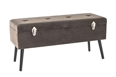 HAKU Möbel Coffre de Rangement Taupe, Bois Massif, MDF, Velours - Dim.: L 106 cm x H 52 cm x P 40 cm, Style: Art Deco