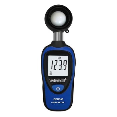 Velleman Medidor de luz digital, função máxima/min, 0-200,000 Lux, ecrã LCD, bolso
