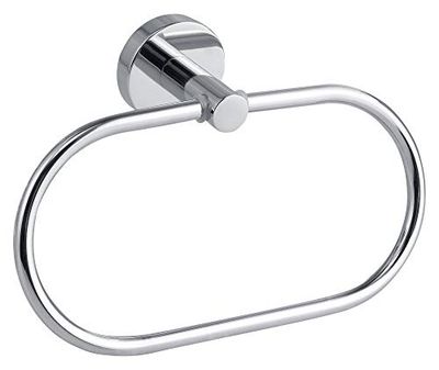 tesa Anilla de Toalla de Manos Smooz, Toallero Ovalado para Montar sin Taladrar Hecho de Metal Cromado Inoxidable, Resistente al Agua, Incluye Solución Adhesiva de Montaje