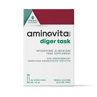 Aminovita Plus Diger Task - Integratore Alimentare - Formula DIGERCOMPLEX con tarassaco, carciofo, cardo, rosmarino e cicoria - per la funzione digestiva - 20 stick pack da 10 ml