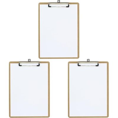 Grafoplás 1550649. Portapapeles con Pinza, A4, Madera, Cantos Redondeados (Paquete de 3)
