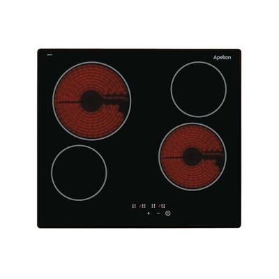 Apelson 460 S Vitrocerámica AVT 460S 4 Zonas de Cocción Control Táctil 9 Niveles Ancho 59 cm Gran Potencia Total 6,5 Kw Bloqueo Seguridad Indicador Calor Autodesconexión Color Negro, Vidrio Templado