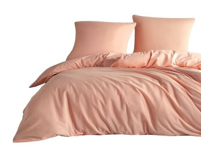 Bedlinnen, effen, koraalrood, 140 x 200 cm