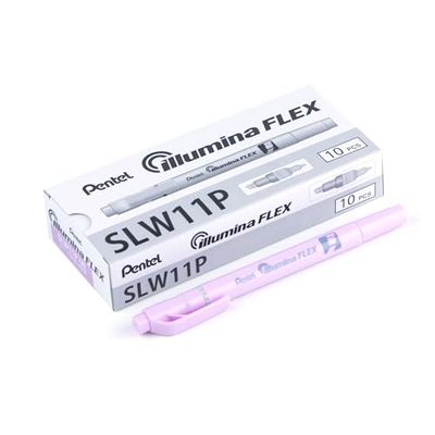 Pentel illumina Flex SLW11P Surligneur bi-pointe pastel, Violet, Lot de 10
