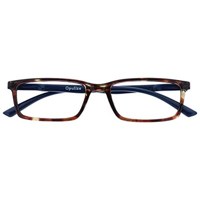 OPULIZE See - Occhiali Filtro Luce Blu Montatura Stretta Cerniere a Molla Migliorano il Sonno Gaming Computer Anti Riflesso Marrone Tartarugato Uomo Donna B9-2+0.00
