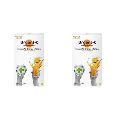 Pro-Ven Probiotics Urgent-C Immune & Energy Intensive, Daytime Kickstart, White and Orange, 500 g, 7 Sachets (Pack of 2)