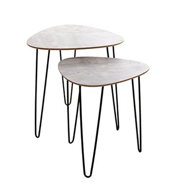 HAKU Möbel Lot de 2 Tables d'appoint Optique béton, Noir, MDF, métal - Dim.: L 40/48 cm x H 43/48 cm x P 40/48 cm, Style: Modern