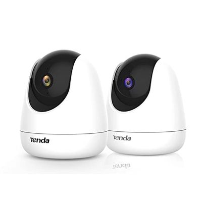 Tenda Telecamera WiFi Interno CP3+CP6(2-Pack), Videocamera Sorveglianza 1080P+2K con 360°Pan/Tilt, Audio Bidirezionale, Rilevamento del Movimento Sonoro, Animali Rilevamento, Micro SD/Cloud