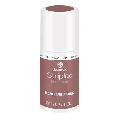alessandro Striplac Peel or Soak - VEGAN- MEET ME IN PARIS Vermelho de unhas LED em violeta-toupeira, para unhas perfeitas em 15 minutos, 8 ml