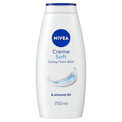 NIVEA Crème Soft Shower & Bath Foam (750ml), Caring Bath Body Cream Enriched with Almond Oil, Moisturising Body Wash, Bath Cream Skin Moisturiser with Mild Scent
