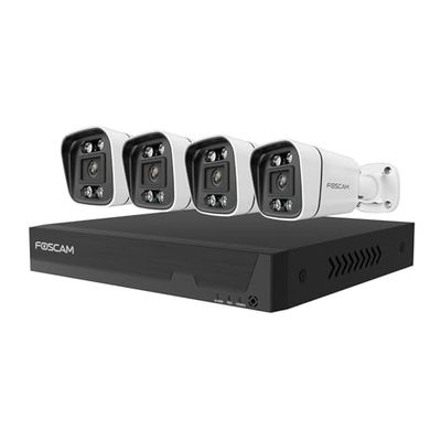 Foscam FN9108E B4 2T (weiß, 8 Kanal Netzwerk-Videorekorder FN9108E, 4x V5EP Überwachungskamera)