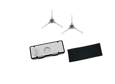 Rowenta Set de 2 Filtros y 2 Cepillos Explorer ZR177001 Cepillos laterales y Filtros para robot aspirador Serie 80 Animal Care, blanco y negro