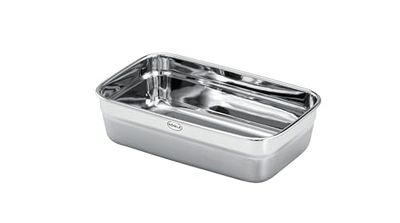 RÖSLE FLEXX 2GO - Contenitore rettangolare da 0,6 l, in acciaio inox, adatto al microonde e al forno fino a 150 °C, lavabile in lavastoviglie, colore: Argento