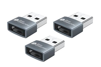 Good Connections Lot de 3 adaptateurs USB 2.0 mâle A vers USB-C™ Femelle, boîtier en Aluminium, Gris