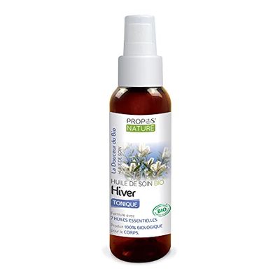 Huile de soin Hiver - Synergie d'Huiles essentielles - Niaouli, Ravintsara, Romarin à camphre, Eucalyptus, Lavande, Géranium et Ylang ylang - Fabriqué en France - 100ml - PROPOS'NATURE