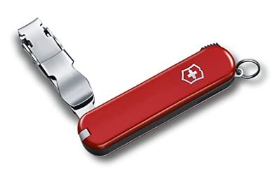 Victorinox Nail Clip 582, Swiss Made, Léger, 4 Fonctions, Pincettes, Cure-dents, Coupe-Ongles, Rouge
