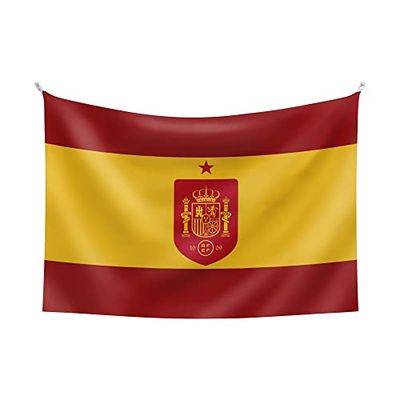 smartketing Spanska flaggan med skölden av spanska fotbollslandslaget, Vuxna Unisex, Röd-Gul