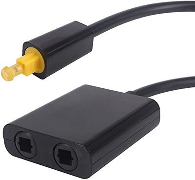 Tec-Digi Toslink Digitale Optische Audio Splitter Adapter 1 in 2 Out, Glasvezel Splitter Schakelaar Selector TosLink Converter (1 in 2 uit)