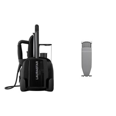 Laurastar Lift Plus Ultimate Black Stoomstrijkijzer, 3-in-1 Strijkstation, dat je kleding ontvouwt, Strijkt en reinigt & Laurastar 142.0001.898 Plus Strijken, donkergrijs, 100% katoen, 154cm x 46cm
