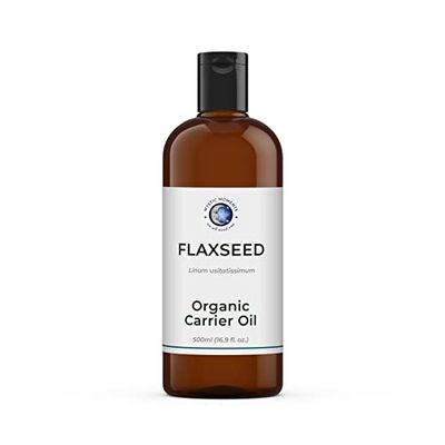 Mystic Moments | Organic Flaxseed (Linseed) Carrier Oil 500ml - Pure & Natural Oil Perfect for Hair, Face, Nails, Aromatherapy, Massage and Oil Dilution Vegan GMO Free