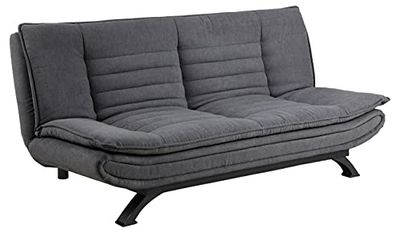 AC Design Furniture Jasper Divano Letto Grigio Scuro/Nero, Sofa Letto con 3 Posizioni Reclinabili, Moderno 3 Posti Senza Braccioli, Imbottito con Gambe in Metallo Nero, L: 196 x H: 91 x P: 98 cm