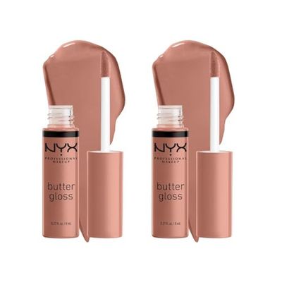 NYX Professional Makeup Butter Gloss, Lucidalabbra non Appiccicoso, Madeleine, Confezione da 2
