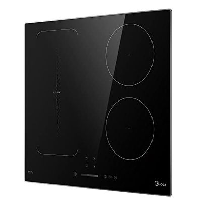 Midea KI500IX Placa de inducción de 60 cm, placa de inducción con zona de asado, 9 niveles, control táctil, sensor de sartén, indicador de calor residual, reinicio, seguridad infantil, placa de