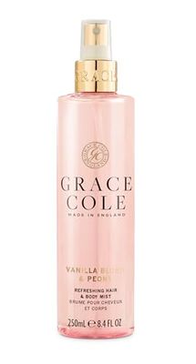 Grace Cole Body Spray 250ml - Vanilla Blush & Peony Fragrance - Womens Hair & Body Mist - Refreshing, Moisturising Spray With Essential Oils - Vegan - Made In England