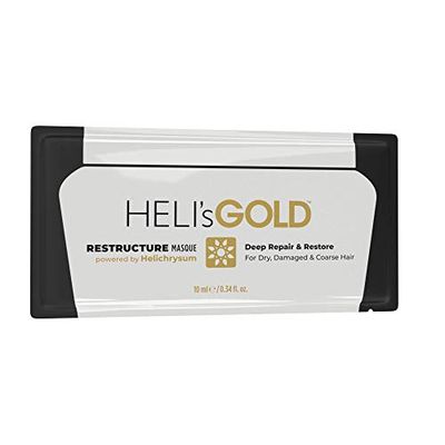 Heli’s Gold Restructure Masque - Deep Conditioning Treatment With Castor And Flaxseed Oils For Dry, Damaged Hair - Reduce Breakage And Frizz - Smoothing, Strengthening Formula For Soft Hair - 0.34 Oz