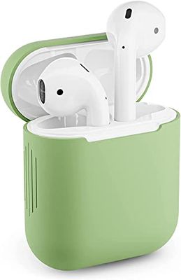 Skyddsfodral för Apple Airpods 1 & 2 silikonfodral Airpod-fodral exakt passform (ljusgrön)