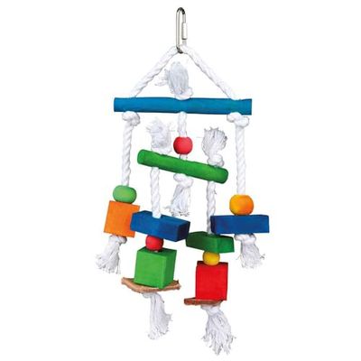 Trixie Colorato in Legno, Corda in Pelle Bird Toy Pappagallino Cockatiel - 100 g