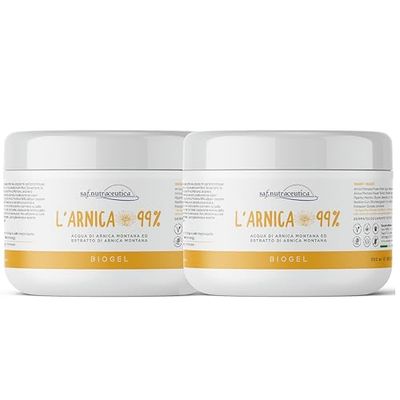 Saf.Nutraceutica - L'Arnica 99% per Cavalli Uso Umano Extra Forte, Biogel a Rapida Azione, 99% Naturale, Super Concentrata, Tris di Estratti di Arnica, Dermatologicamente Testato, Pack da 2, 1000 ml