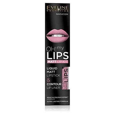 Eveline Oh! My Lips Matt Lip Kit Liquid Matt Lipstick And Contour Lip Liner 03 Nude Rosa 50 g (5901761966695)
